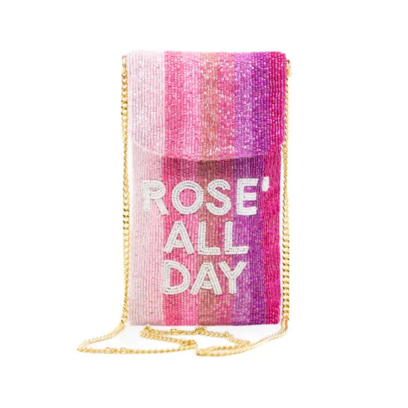rosè all day handmade ombre beaded bag