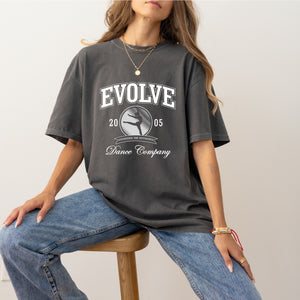 EVOLVE COLLEGIATE youth & adult garment washed tee (pepper)