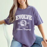 EVOLVE COLLEGIATE youth & adult garment washed tee (grape)