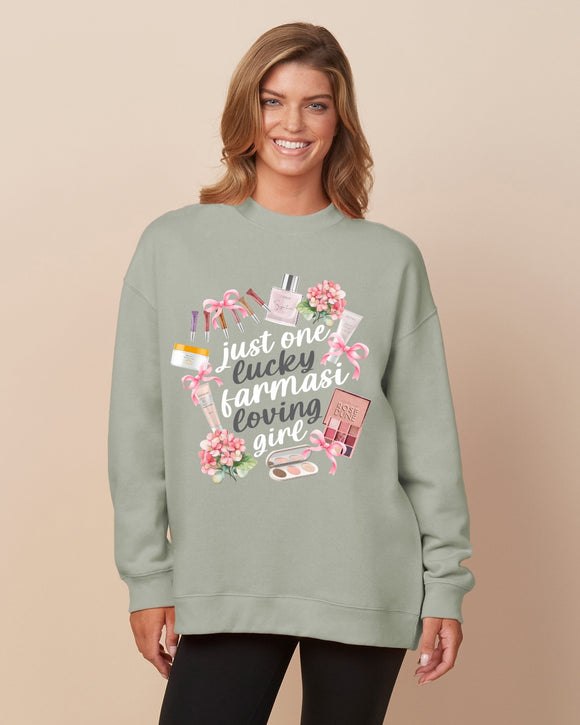LUCKY FARMASI GIRL ladies oversized crewneck sweatshirt