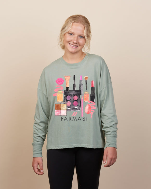 FARMASI COSMETICS ladies long sleeve boxy tee