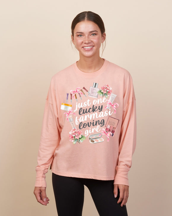 LUCKY FARMASI GIRL ladies long sleeve boxy tee