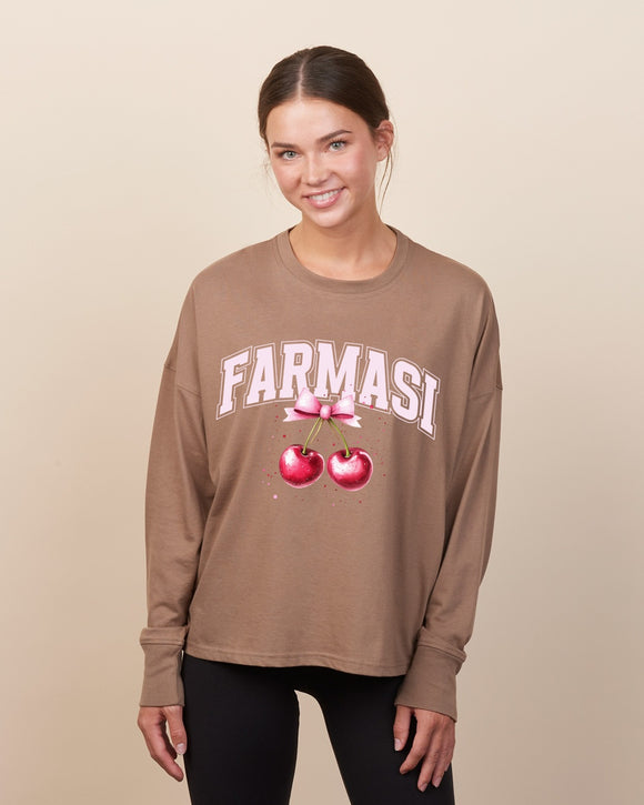 FARMASI CHERRY ladies long sleeve boxy tee