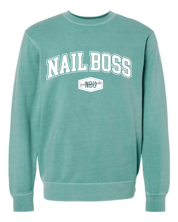 NAIL BOSSES UNITED unisex pigment dyed crewneck sweatshirt