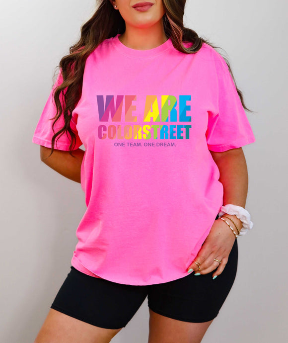 WE ARE COLORSTREET neon pink garment washed tee