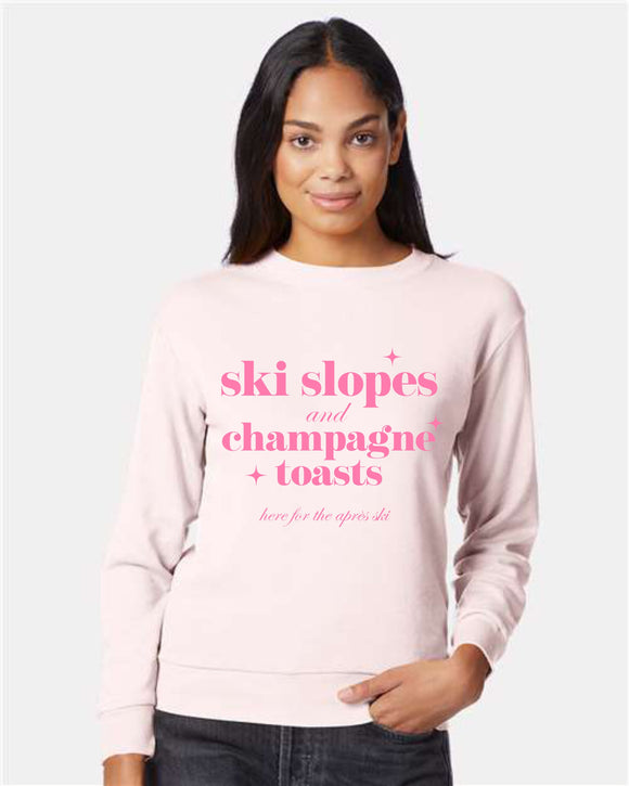 ski slopes and champagne toasts unisex crewneck sweatshirt